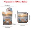 A Beautiful Seagull Oven Mitts and Pot Holders Sets Barbecue Mitts High Heat Resistance Anti Slip for Baking Cooking view 4
