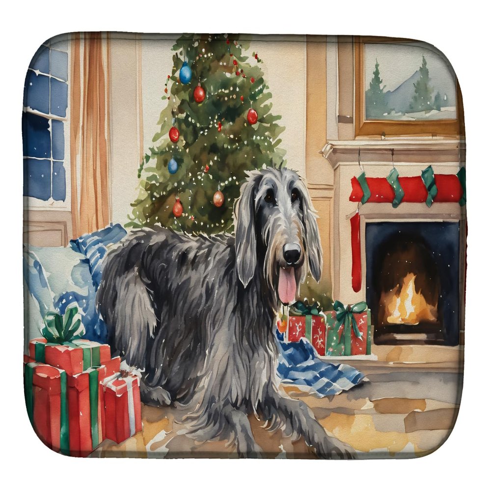 Caroline's Treasures DAC2743DDM Scottish Deerhound Cozy Christmas Dish Drying Mat Absorbent Dish Drying Mat Pad for Kitchen Counter Dish Drainer Mat for Countertop, 14 x 21", Multicolor