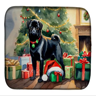Caroline's Treasures DAC2731DDM Pug Cozy Christmas Dish Drying Mat Absorbent Dish Drying Mat Pad for Kitchen Counter Dish Drainer Mat for Countertop, 14 x 21", Multicolor