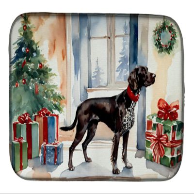 Caroline's Treasures DAC2663DDM German Shorthaired Pointer Cozy Christmas Dish Drying Mat Absorbent Dish Drying Mat Pad for Kitchen Counter Dish Drainer Mat for Countertop, 14 x 21", Multicolor