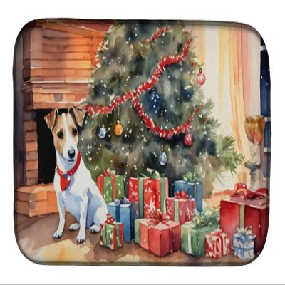 Caroline's Treasures DAC2681DDM Jack Russell Terrier Cozy Christmas Dish Drying Mat Absorbent Dish Drying Mat Pad for Kitchen Counter Dish Drainer Mat for Countertop, 14 x 21", Multicolor