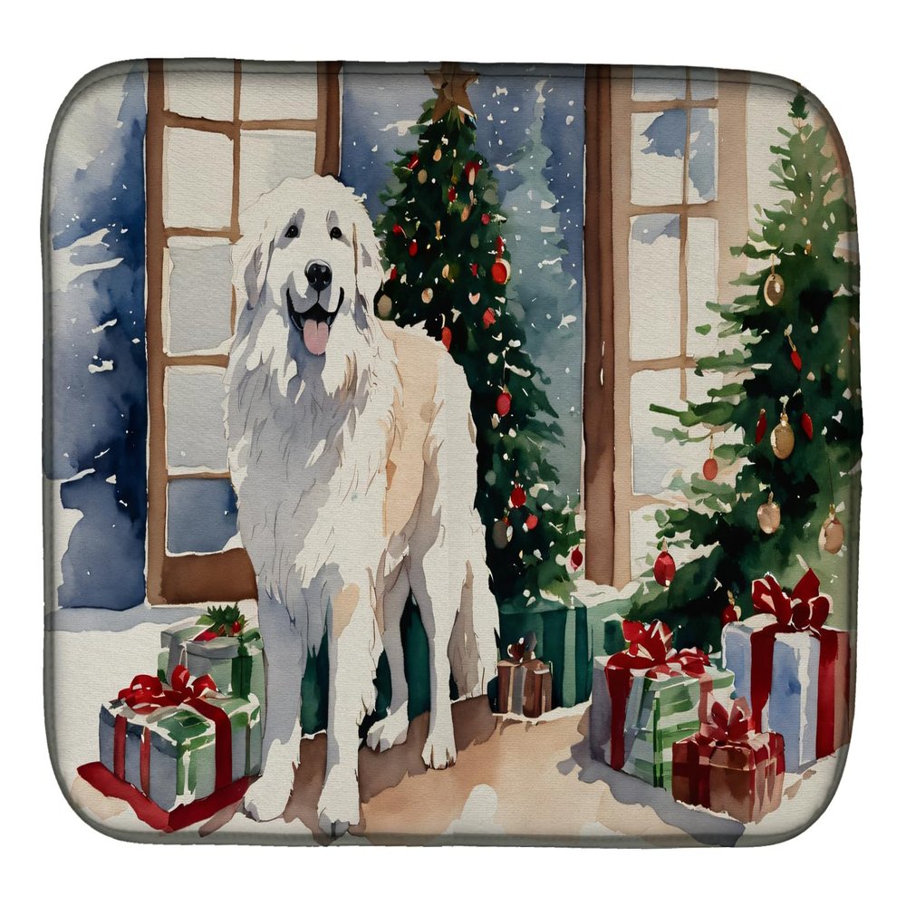 Caroline's Treasures DAC2672DDM Great Pyrenees Cozy Christmas Dish Drying Mat Absorbent Dish Drying Mat Pad for Kitchen Counter Dish Drainer Mat for Countertop, 14 x 21", Multicolor