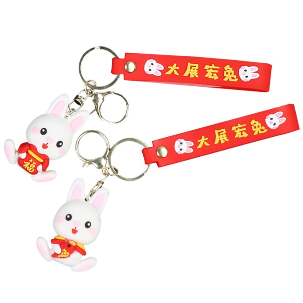 SHERCHPRY 2pcs Creative Rabbit Keychain Pendant Adorable Cartoon Ornament for Bags and Keys for Students and Animal Lovers Cute Bunny Doll Design