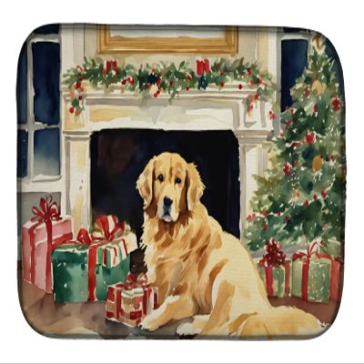 Caroline's Treasures DAC2667DDM Golden Retriever Cozy Christmas Dish Drying Mat Absorbent Dish Drying Mat Pad for Kitchen Counter Dish Drainer Mat for Countertop, 14 x 21", Multicolor