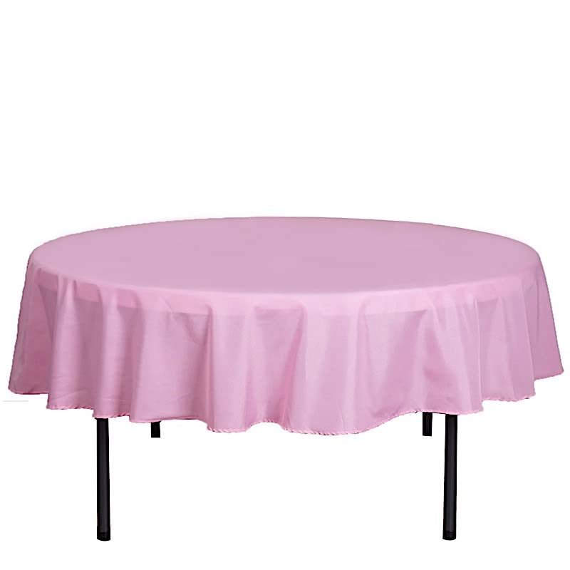 Balsa Circle 10 pcs 90 inch Pink Round Polyester Tablecloths Fabric Table Cover Linens for Wedding Party Banquet Reception Events Kitchen Dining