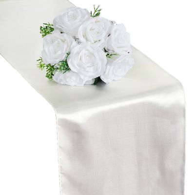 Balsa Circle 6 pcs 12 x 108 inch Ivory Satin Table Runners Wedding Table Top Party Supplies Reception Linens Decorations