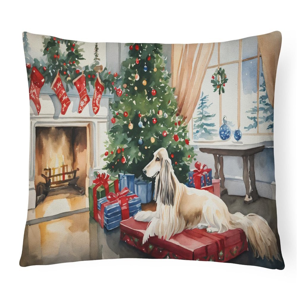 Caroline's Treasures DAC2587PW1216 Afghan Hound Cozy Christmas Throw Pillow Machine Washable, Indoor Outdoor Decorative Pillow for Couch, Bed or Patio, 12HX16W
