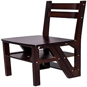 2 in 1 Step Stool for Adults/Step Ladder/Counter Chair 4-Step Portable Wooden Step Stool Anti-Slip & Lightweight Folding Library Ladder Chair