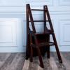 2 in 1 Step Stool for Adults/Step Ladder/Counter Chair 4-Step Portable Wooden Step Stool Anti-Slip & Lightweight Folding Library Ladder Chair view 4