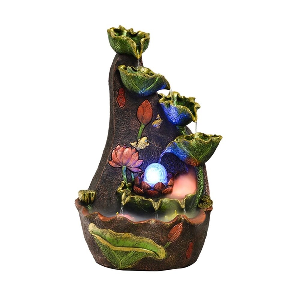Tabletop Fountain 24.0-Inch Tiered Resin Indoor Tabletop Water Fountain - Soothing and Relaxing Water Sound - Tabletop Waterfall Zen Fountain Water Fountain Decor