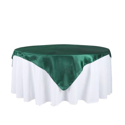 5 pcs 72x72 inch Hunter Green Square Satin Fabric Overlays Tablecloth Linens | Table Cloths Cover for Wedding Reception Party Events Decoration Kitchen Dining Supplies Events Kitchen Dining