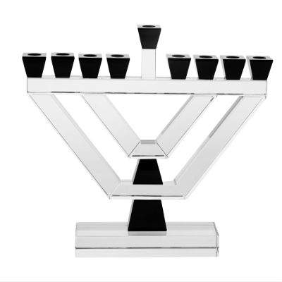 17" Crystal Chanukah Menorah with Black Accents