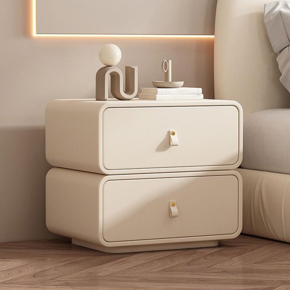 TBQATNTS Modern Nightstand with 2 Drawers, Simple and Practical Coffee Table, Wooden Side Table for Bedroom, Suitable for Bedroom, Dormitory, Office.,White,L17.72in