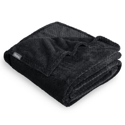 Bare Home Textured Fleece Blanket - King Size - Ultra-Soft Lightweight for Bed, Sofa, and Couch - Luxury Microplush - Cozy Warm Blanket (King, Chevron Black)