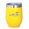 Bevvee Loon - Wine Tumbler Glass with Sliding Lid - Stainless Steel Insulated Mug - Loon Gifts for Women and Men - Yellow view 1