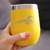 Bevvee Loon - Wine Tumbler Glass with Sliding Lid - Stainless Steel Insulated Mug - Loon Gifts for Women and Men - Yellow view 3