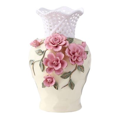 Floral Vase Retro Ceramics Home Decoration Flower Arrangement Dried Flowers Chinese Style Living Room TV Cabinet Ornament Decorative Vase