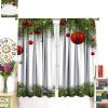 AuiMzoo Christmas Decorative Window Curtains, Classic Christmas Decorations Conifer Pine Tree Branches Gold Velvet Print Holiday Home Decor for Bedroom Living Room84X84 Inch view 3