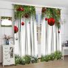 AuiMzoo Christmas Decorative Window Curtains, Classic Christmas Decorations Conifer Pine Tree Branches Gold Velvet Print Holiday Home Decor for Bedroom Living Room84X84 Inch view 4