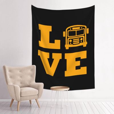 Love School Bus Tapestry Wall Decorations Tapestry For Bedroom Living Room 29x37 inch