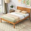 Aiuyesuo Modern Full Size Platform Bed with Headboard, Wooded Platform Bed Frame with Strong Wood Slat Support, No Box Spring Needed, Easy Assembly (Oak-SJG3) view 1