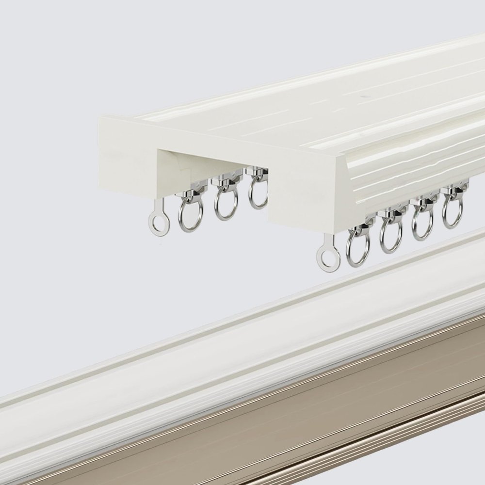JEDAL Curtain Double Rails for Curtains Ceiling Or Wall Mount, Heavy-Duty Curtain Rails Room Divider Curtain Rail, Strong and Durable(White,6.6ft/2.0m)