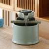 Desktop Waterfalls Ceramic Indoor Tabletop Fountain Inside Mini Desk Water Feature for Office, Bedroom, Dining Room, Bathroom and Kitchen with Electric Submersible Pump, 6.4Inch Desktop Fountain Water view 4