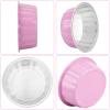 Beasea Disposable Ramekins with Lids Pink, 8oz 100 Pack Aluminum Cups for Baking, Aluminum Foil Cups Creme Brulee Muffin Cupcake Baking Cup Mini Pudding Cups for Party Wedding Birthday view 3