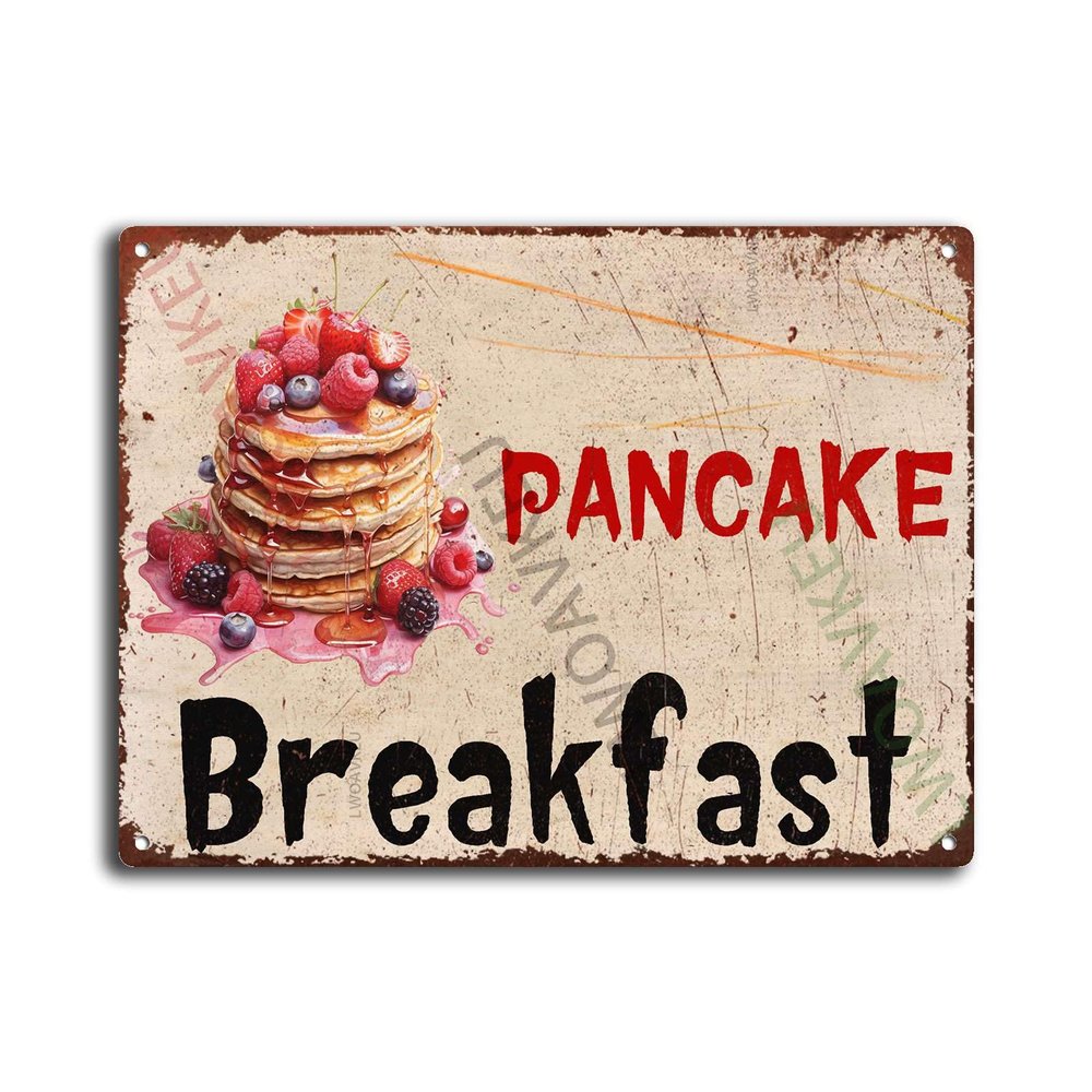 Aluminum Tin Signs Breakfast Pancake For Wall Art Home Decor Kitchen Cafe Pub 12.00"x16.00"