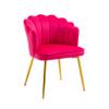 ZOBIDO Modern Velvet Chairs Comfy Upholstered Vanity Chairs for Bedroom Armchair Dining Chairs with Golden Metal Legs Petal Shape Back Vanity Desk Chair, for Women, for Kids, for Girls (Rose red) view 1