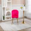 ZOBIDO Modern Velvet Chairs Comfy Upholstered Vanity Chairs for Bedroom Armchair Dining Chairs with Golden Metal Legs Petal Shape Back Vanity Desk Chair, for Women, for Kids, for Girls (Rose red) view 2