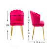 ZOBIDO Modern Velvet Chairs Comfy Upholstered Vanity Chairs for Bedroom Armchair Dining Chairs with Golden Metal Legs Petal Shape Back Vanity Desk Chair, for Women, for Kids, for Girls (Rose red) view 3
