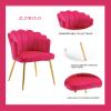 ZOBIDO Modern Velvet Chairs Comfy Upholstered Vanity Chairs for Bedroom Armchair Dining Chairs with Golden Metal Legs Petal Shape Back Vanity Desk Chair, for Women, for Kids, for Girls (Rose red) view 4