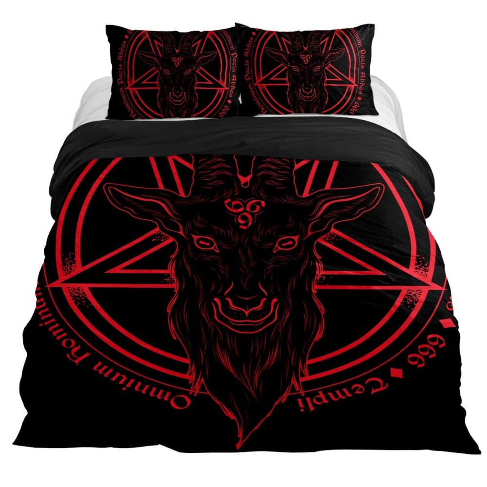 Anna Cowper Baphomet Goat Head Kids Duvet Cover Set Full Bedding Cover Set Boys Girls Duvet Comforter Cover Set Luxury Full Soft Duvet Cover Set for Children Teens