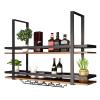 Drsyffsup Creative Bar Wine Rack,Wine Glass Racks Hanging from The Ceiling, Metal Iron Ceiling-Mounted Wine Bottle Holder | with Goblet Stemware Storage Shelf, Black (Size : 100x30x80cm) view 1