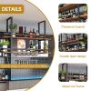 Drsyffsup Creative Bar Wine Rack,Wine Glass Racks Hanging from The Ceiling, Metal Iron Ceiling-Mounted Wine Bottle Holder | with Goblet Stemware Storage Shelf, Black (Size : 100x30x80cm) view 2