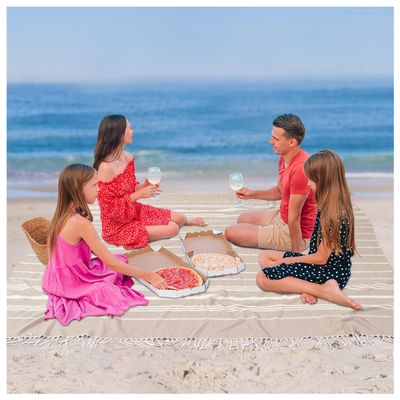 Giant Huge Thin Boho Throw Blanket Turkish Beach Blanket Towel Jumbo Extra Large Xl XXl Big Oversized Outdoor Picnic Accessories Airplane Travel Essentials Camping Gears Must Haves Yard Yoga Mat Beige