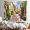Loccor 92''x70'' Italy Alley Tapestry Tuscany Old Town Narrow Street Background European Building Scene Blooming Flowers Wall Hanging for Holiday Party Decor Kids Adult Theme Living Room Dorm Decor view 3