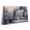Dimpoli Christmas Town and Snowman Artwork Print on Canvas, Christmas Theme Wall Art Decorations for Home Living Room Decor 30x20 Inches view 1