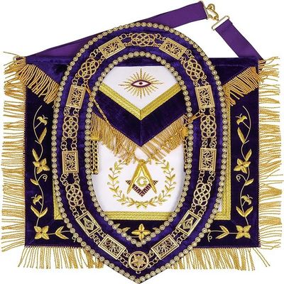 Precious Moon MASONIC GRAND LODGE MASTER MASON 100% LAMBSKIN APRON WITH CHAIN COLLAR HAND MADE