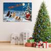Dimpoli Christmas Canvas Wall Art, Santa Claus Reindeer with Sleigh and Snowman Decorations Artwork Print on Canvas, Country Christmas Wall Art Decorations for Home Living Room Decor 32x24 Inches view 2