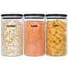 Urban Green Glass Jars with Black Lids, Glass food storage container sets with black lids, Airtight Canisters Sets with Bamboo Lids. Pantry Jar (3 Pack of 48oz) view 1