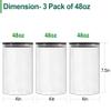Urban Green Glass Jars with Black Lids, Glass food storage container sets with black lids, Airtight Canisters Sets with Bamboo Lids. Pantry Jar (3 Pack of 48oz) view 3