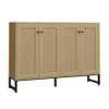 Panana Sideboard Accent Storage Cabinet with Rattan Decorated 4 Doors Dining Room Freestanding Kitchen Buffet Table Cupboard (Natural) view 1