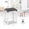 Giantex 24" Counter Height Bar Stools Set of 4, Faux PU Leather Farmhouse Wood Barstools with Padded Seat, Solid Wood Frame, Max Load 330 Lbs, Saddle Stools for Kitchen Island Pub, White view 3