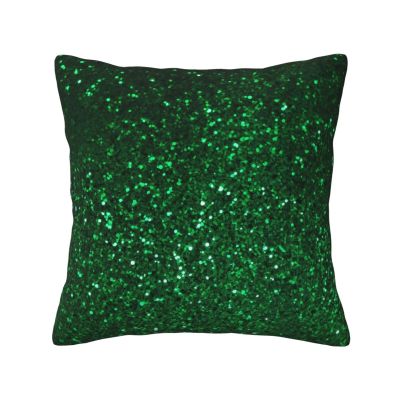 AdaNti Green Sequin Sparkle Print Throw Pillow Cover Square Soft Cushion Cover Throw Pillow Case for Home Decor Living Room Bed Couch Car 16"x16"