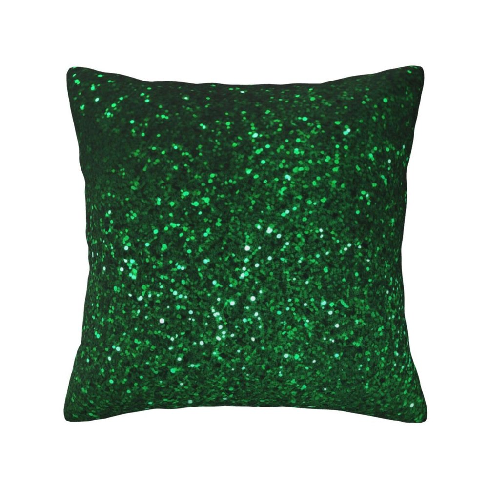 AdaNti Green Sequin Sparkle Print Throw Pillow Cover Square Soft Cushion Cover Throw Pillow Case for Home Decor Living Room Bed Couch Car 16"x16"