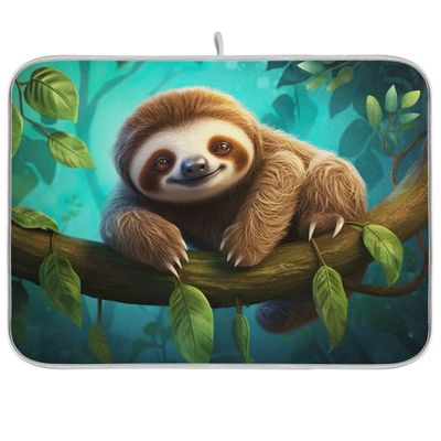 Sloth Dish Drying Mat for Kitchen, 16x18 In Dishes Pad for Countertop, Dish Drainer Rack Mats Absorbent Fast Dry Kitchen Accessories 20323361