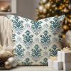 WoGuangis Throw Pillow Covers Green Blue Lotus Flower Throw Pillow Cover Japanese Chinoiserie Pillow Covers Botanical Floral Blue Lotus Pillowcases for Home Sofa 24x24in to Family view 1