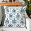 WoGuangis Throw Pillow Covers Green Blue Lotus Flower Throw Pillow Cover Japanese Chinoiserie Pillow Covers Botanical Floral Blue Lotus Pillowcases for Home Sofa 24x24in to Family view 3